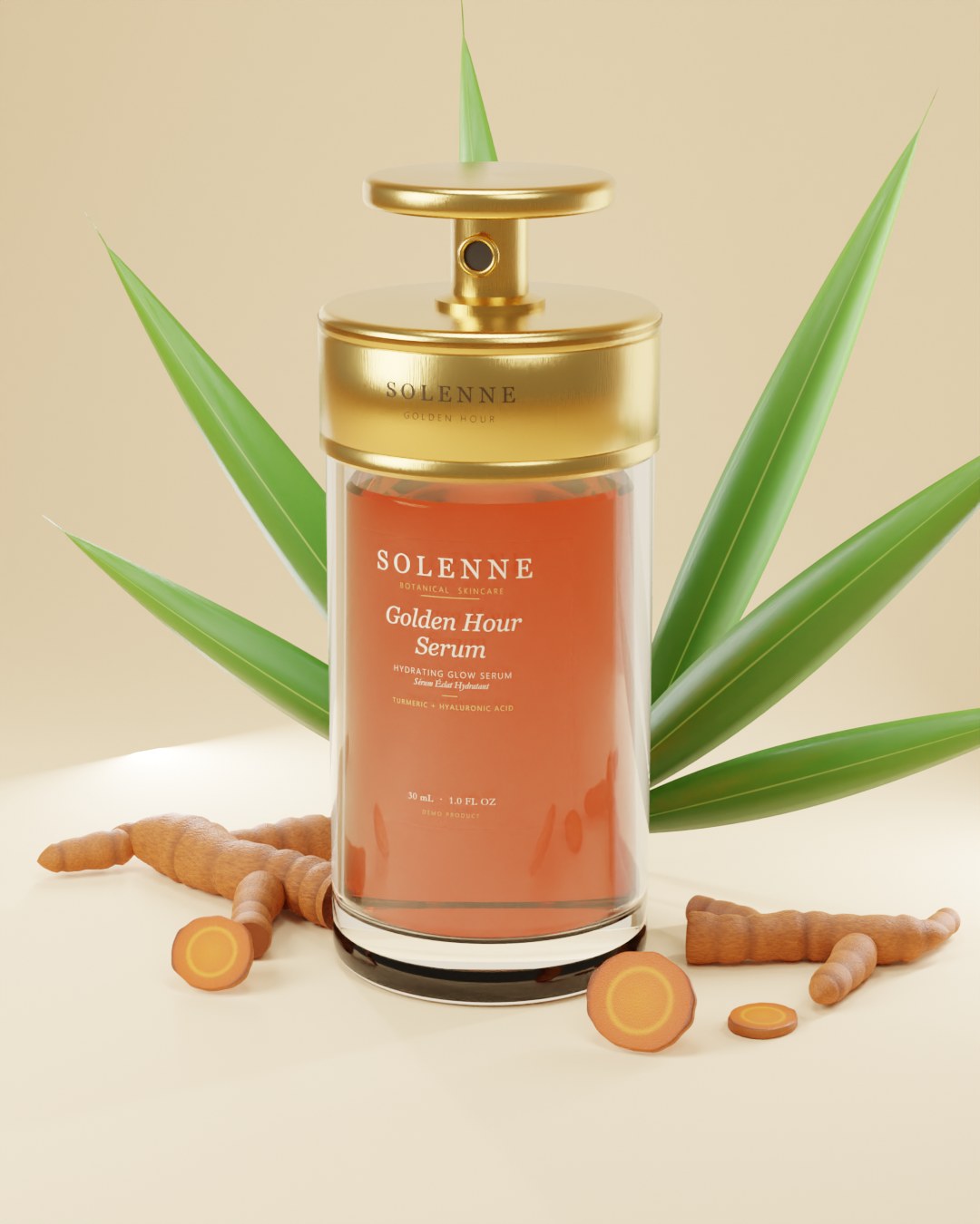 Three-quarter still of the serum bottle